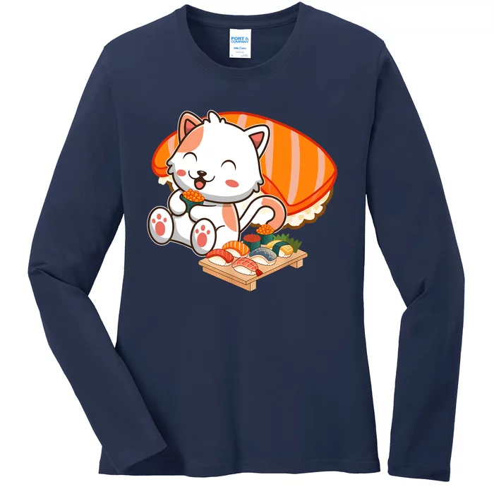 Kawaii Cat Otaku Japanese Sushi Gift Girls Teenager Ladies Long Sleeve Shirt