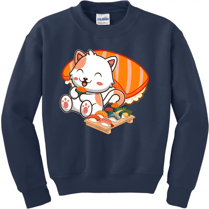 Kawaii Cat Otaku Japanese Sushi Gift Girls Teenager Kids Sweatshirt