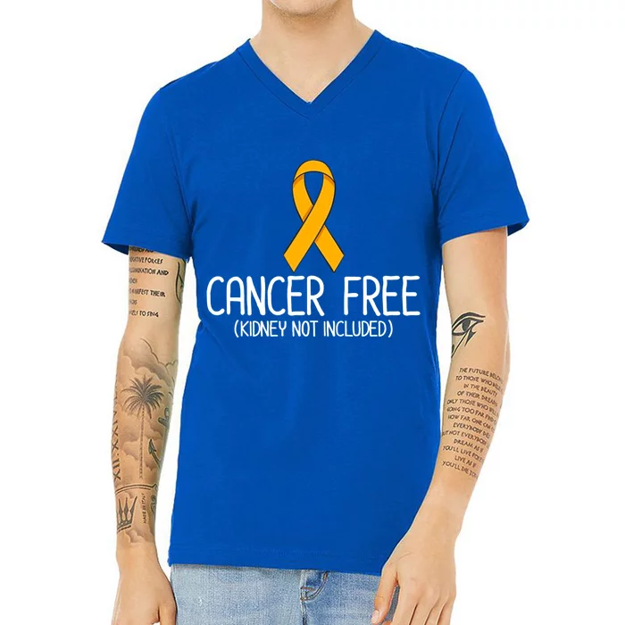 Kidney Cancer Orange Ribbon Awareness Survivor Gift V-Neck T-Shirt