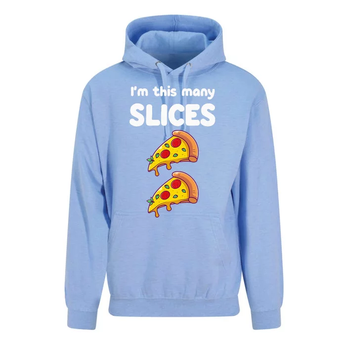 Kids Cute Pizza 2nd Birthday Im This Many Slices 2 Year Old Unisex Surf Hoodie