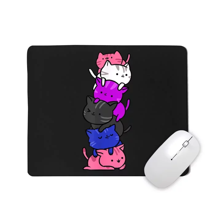 Kawaii Cat Pile Genderfluid Pride Mousepad