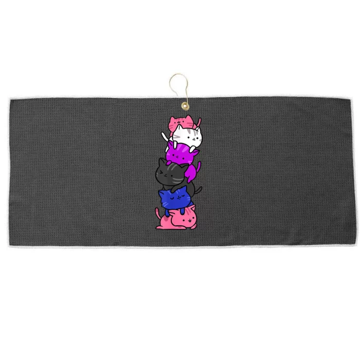 Kawaii Cat Pile Genderfluid Pride Large Microfiber Waffle Golf Towel