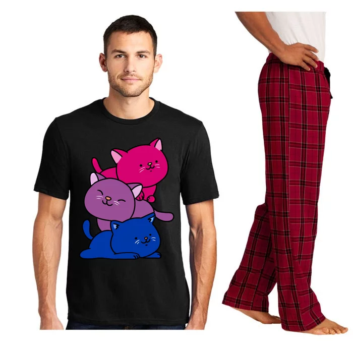 Kawaii Cat Pile Bisexual Pride Flag Cute Gift Pajama Set