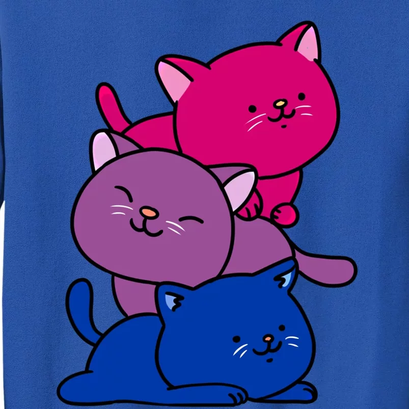 Kawaii Cat Pile Bisexual Pride Flag Cute Gift Sweatshirt