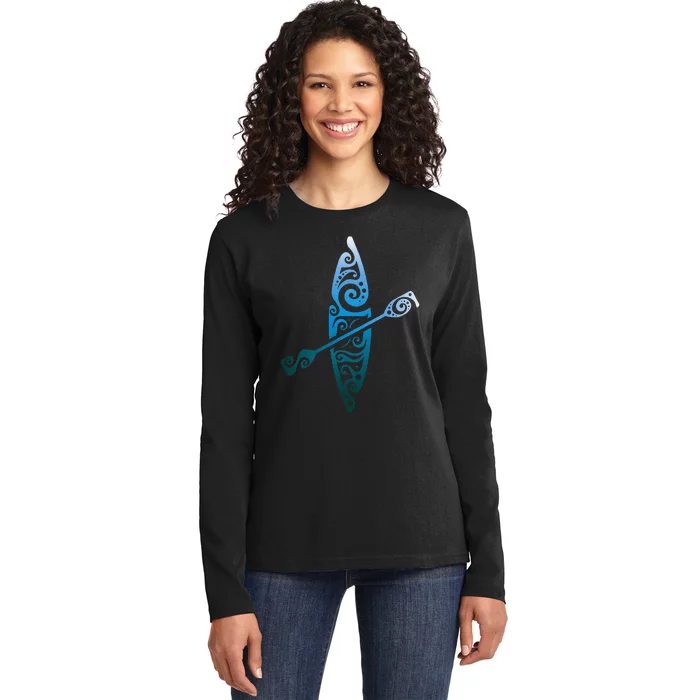 Kayaker Canoeing Paddling Ladies Long Sleeve Shirt