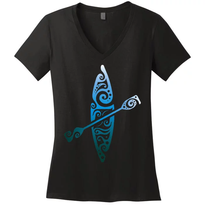 Kayaker Canoeing Paddling Women's V-Neck T-Shirt