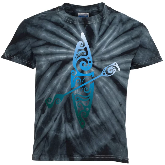 Kayaker Canoeing Paddling Kids Tie-Dye T-Shirt