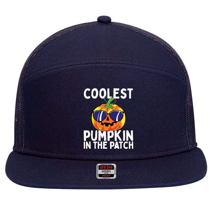 Kids Coolest Pumpkin In The Patch Halloween Boy Girls Teens 7 Panel Mesh Trucker Snapback Hat