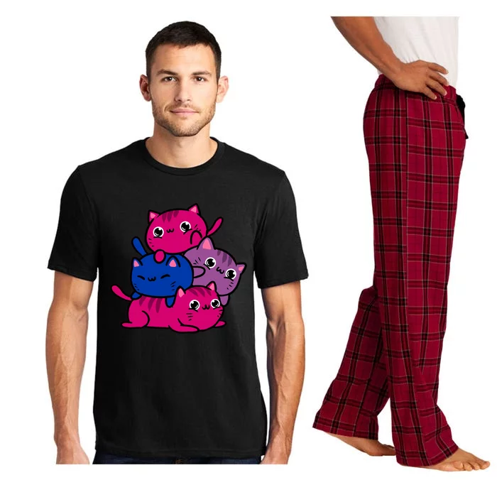 Kawaii Cat Pile Bisexual Pride Gift Pajama Set