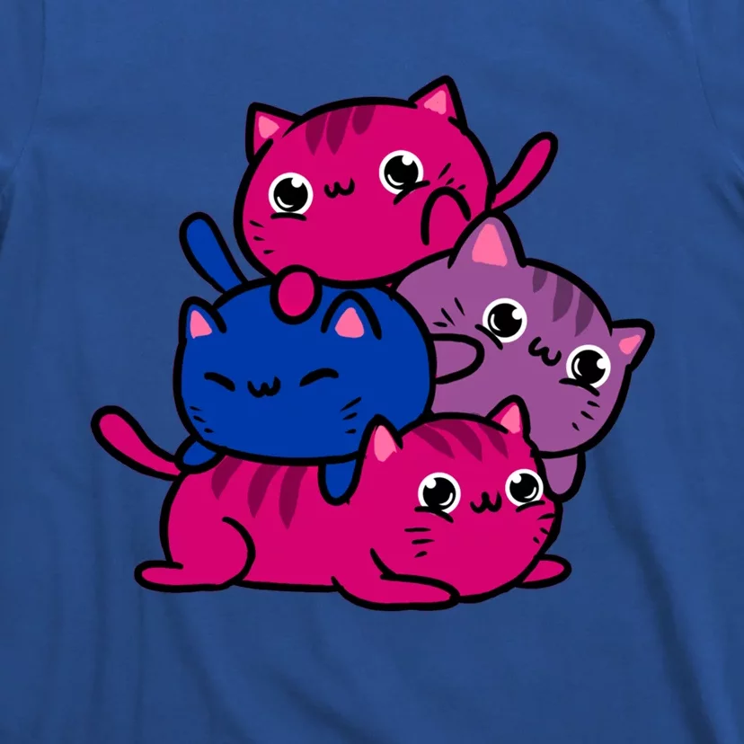 Kawaii Cat Pile Bisexual Pride Gift T-Shirt