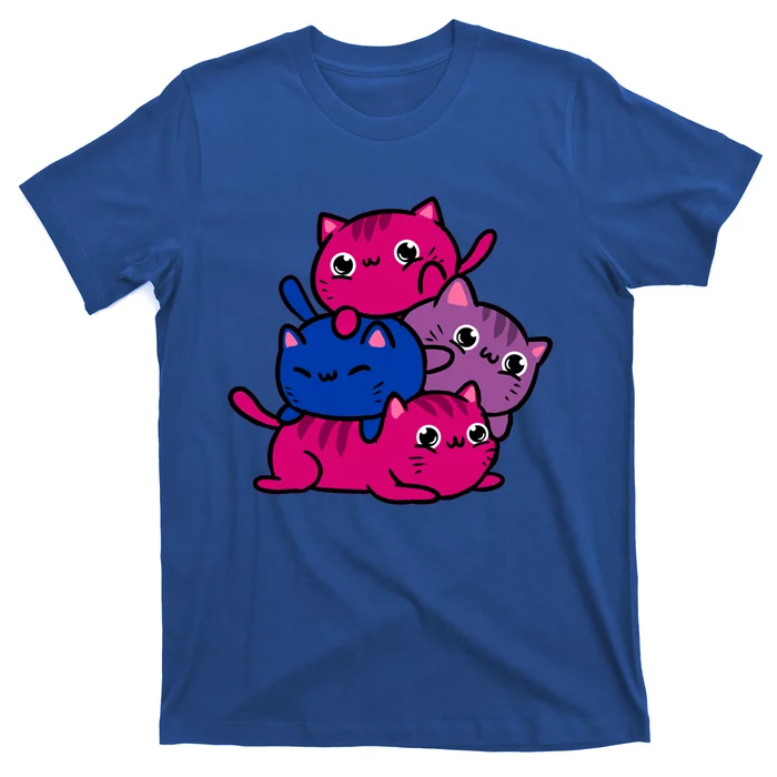 Kawaii Cat Pile Bisexual Pride Gift T-Shirt