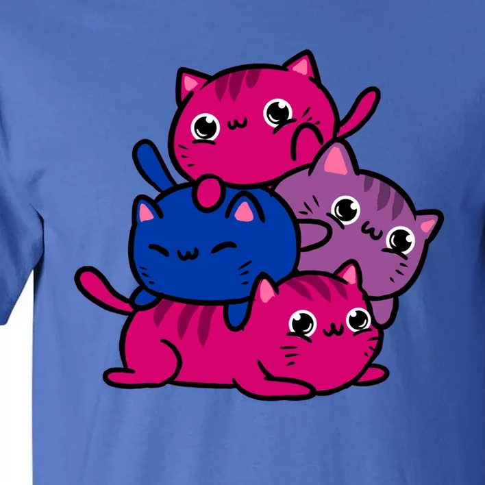 Kawaii Cat Pile Bisexual Pride Gift Tall T-Shirt