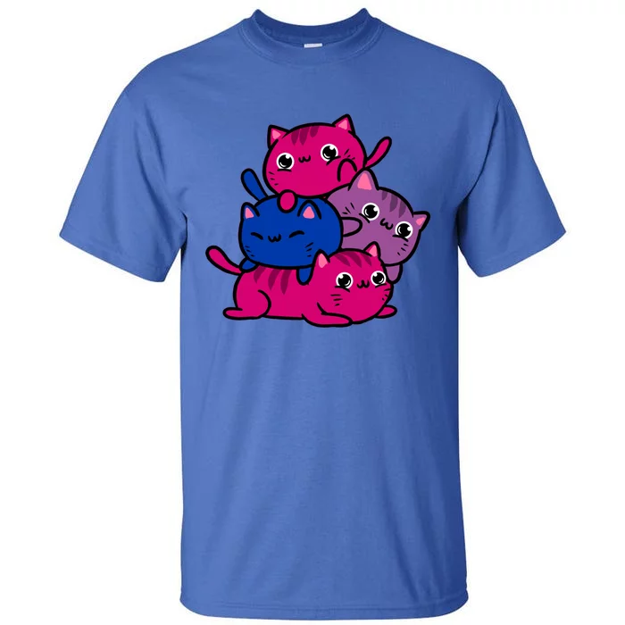 Kawaii Cat Pile Bisexual Pride Gift Tall T-Shirt