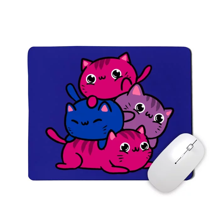 Kawaii Cat Pile Bisexual Pride Gift Mousepad