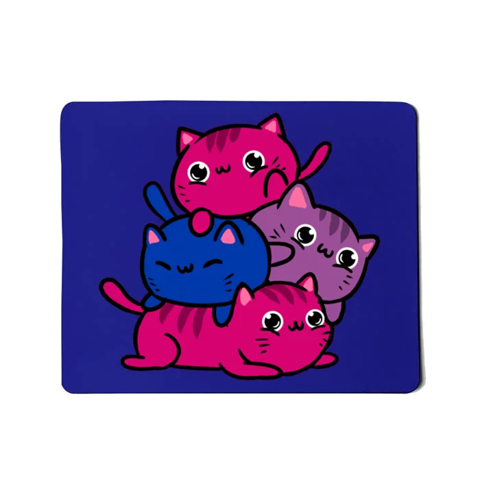 Kawaii Cat Pile Bisexual Pride Gift Mousepad