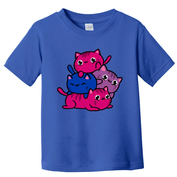 Kawaii Cat Pile Bisexual Pride Gift Toddler T-Shirt