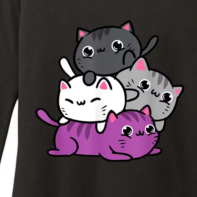 Kawaii Cat Pile Asexual Pride Womens CVC Long Sleeve Shirt