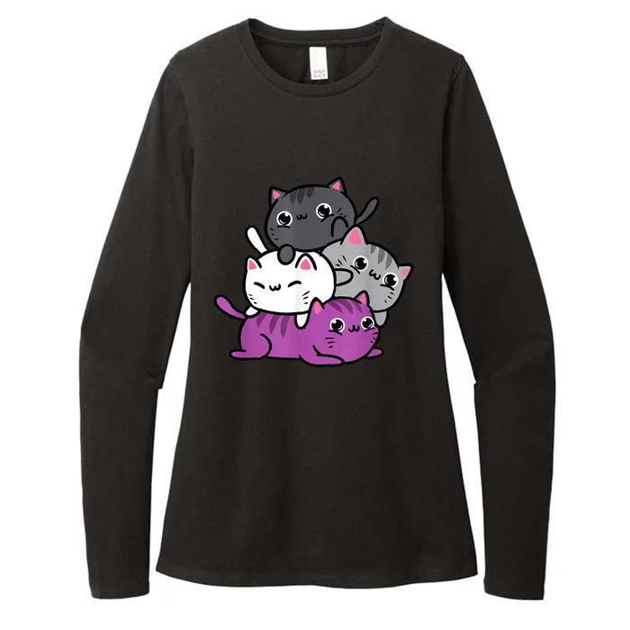 Kawaii Cat Pile Asexual Pride Womens CVC Long Sleeve Shirt