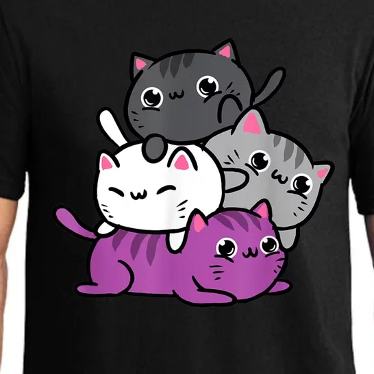 Kawaii Cat Pile Asexual Pride Pajama Set