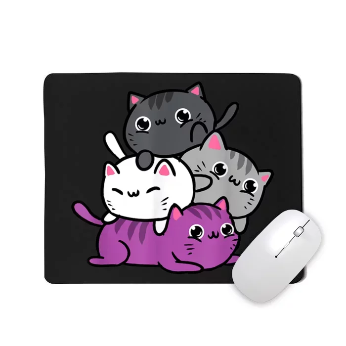 Kawaii Cat Pile Asexual Pride Mousepad