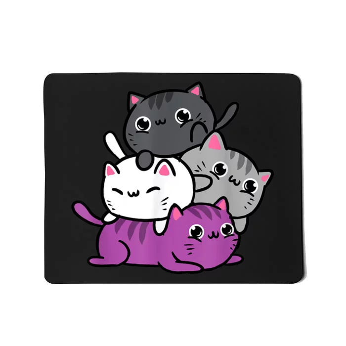 Kawaii Cat Pile Asexual Pride Mousepad