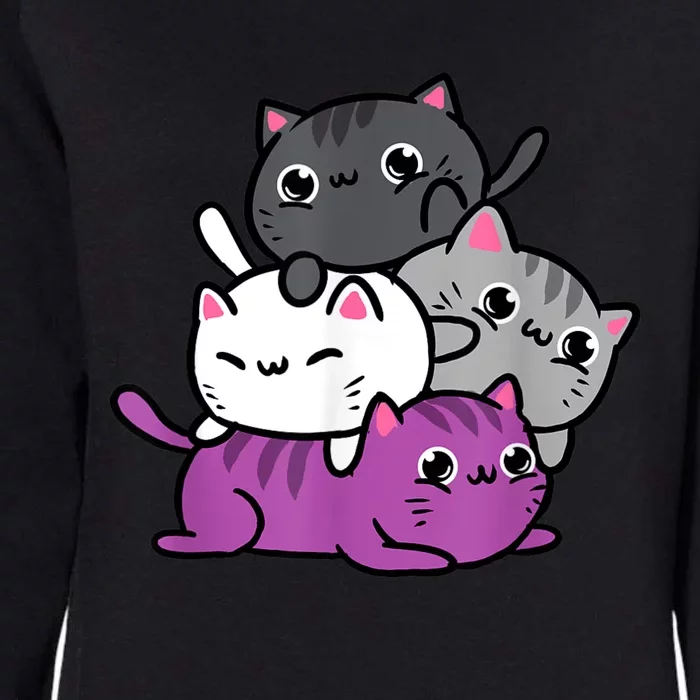 Kawaii Cat Pile Asexual Pride Womens California Wash Sweatshirt