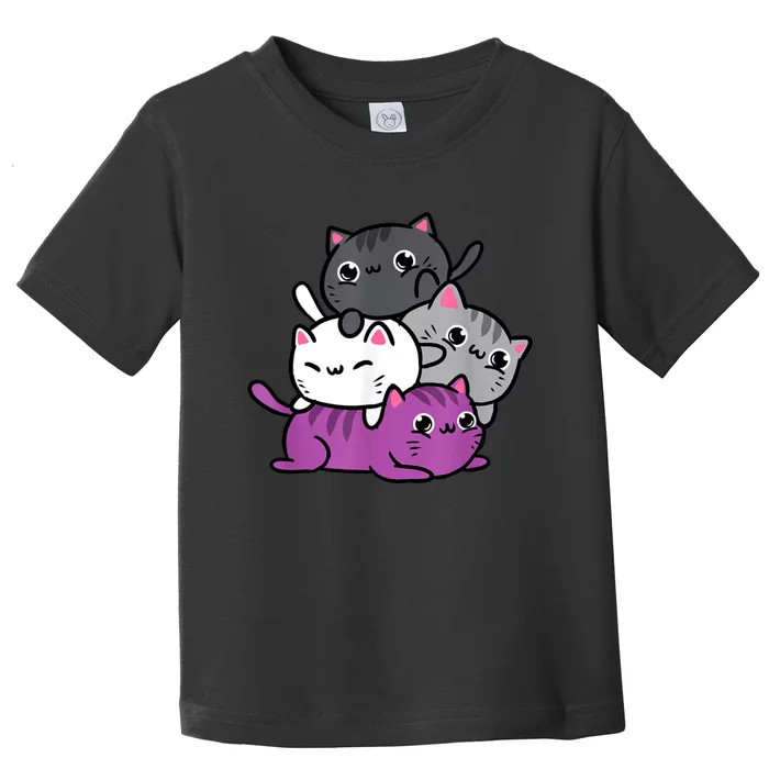 Kawaii Cat Pile Asexual Pride Toddler T-Shirt