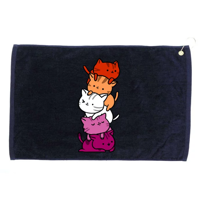 Kawaii Cat Pile Orange Pink Lesbian Pride Gift Grommeted Golf Towel