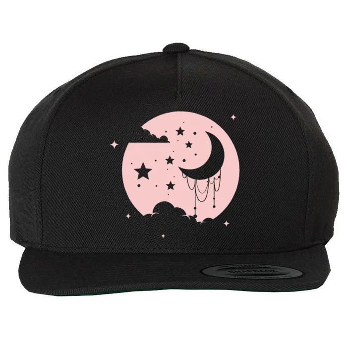 Kawaii Cute Pastel Goth Moon Wool Snapback Cap