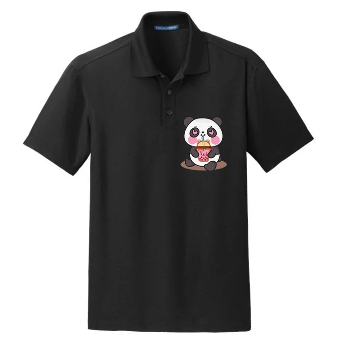 Kawaii Cute Panda Boba Tea Bubble Tea Anime Dry Zone Grid Performance Polo