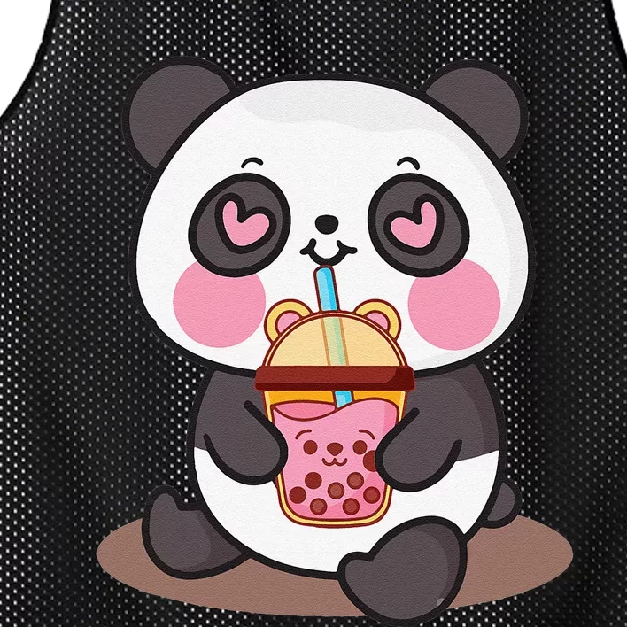 Kawaii Cute Panda Boba Tea Bubble Tea Anime Mesh Reversible Basketball Jersey Tank