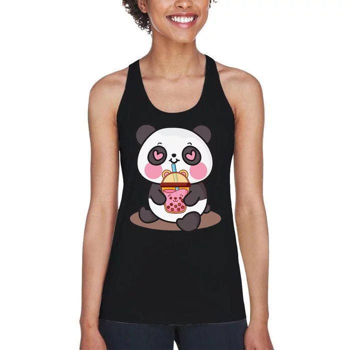 Kawaii Cute Panda Boba Tea Bubble Tea Anime Women's Racerback Tank