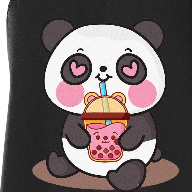 Kawaii Cute Panda Boba Tea Bubble Tea Anime Women's Racerback Tank