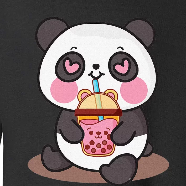 Kawaii Cute Panda Boba Tea Bubble Tea Anime Toddler Sweatshirt