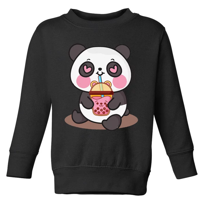 Kawaii Cute Panda Boba Tea Bubble Tea Anime Toddler Sweatshirt