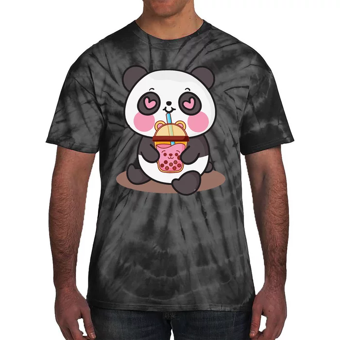 Kawaii Cute Panda Boba Tea Bubble Tea Anime Tie-Dye T-Shirt