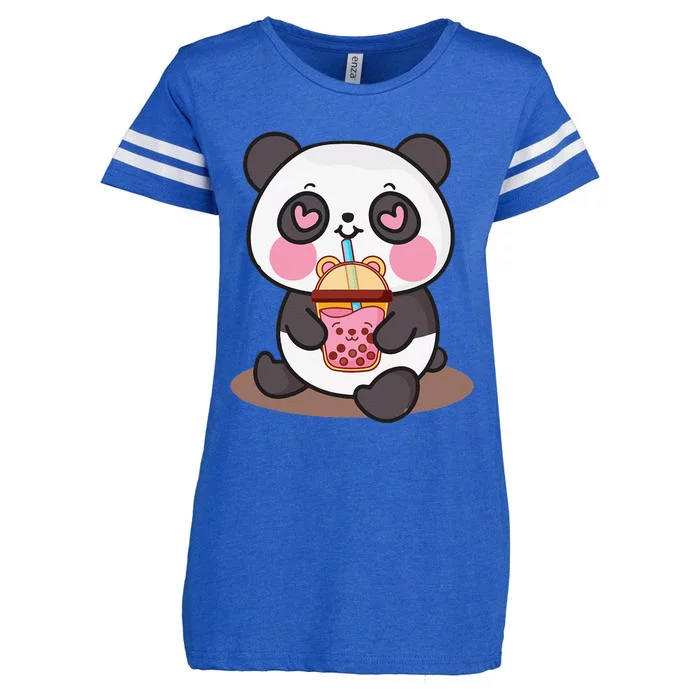 Kawaii Cute Panda Boba Tea Bubble Tea Anime Enza Ladies Jersey Football T-Shirt