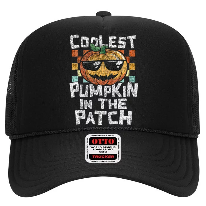 Kids Coolest Pumpkin In The Patch Halloween Girls High Crown Mesh Trucker Hat