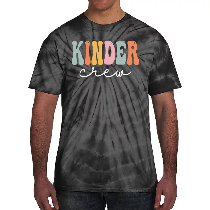 Kinder Crew Retro Groovy Vintage Happy First Day Of School Tie-Dye T-Shirt