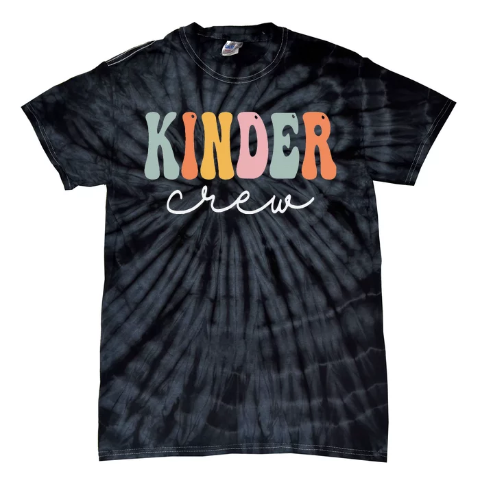 Kinder Crew Retro Groovy Vintage Happy First Day Of School Tie-Dye T-Shirt