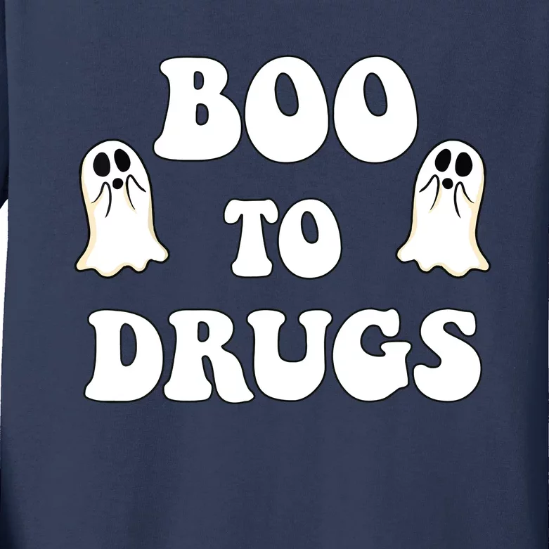 Kids Cute Red Ribbon Week Say BOO To Say Yes To Halloween Kids Long Sleeve Shirt