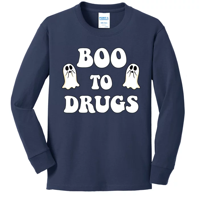 Kids Cute Red Ribbon Week Say BOO To Say Yes To Halloween Kids Long Sleeve Shirt