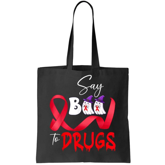 Kids Cute Red Ribbon Week Say Boo To Drugs Halloween Tote Bag