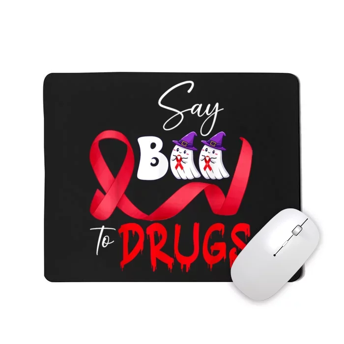 Kids Cute Red Ribbon Week Say Boo To Drugs Halloween Mousepad