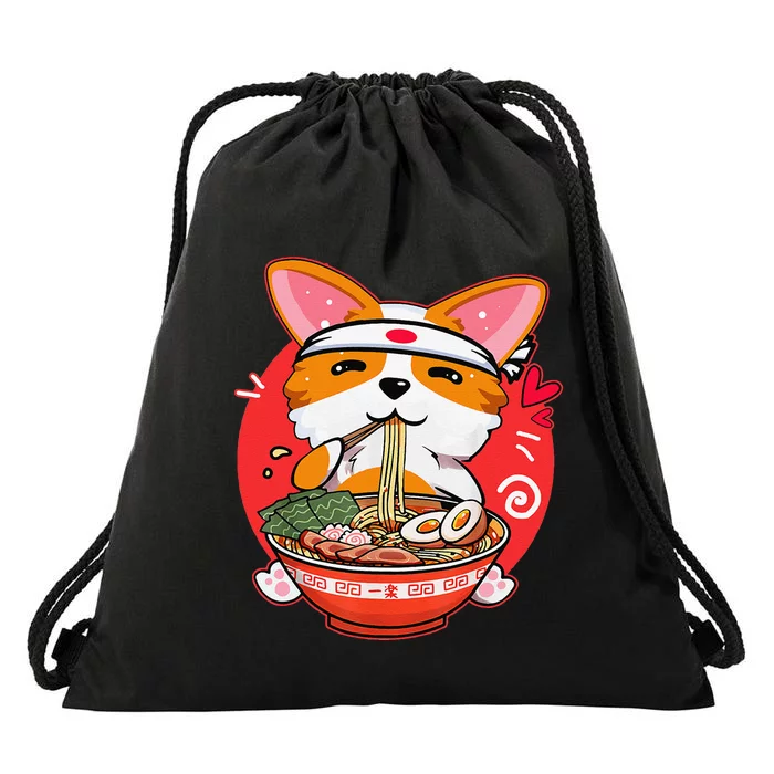 Kawaii Corgi Ra Cute Japanese Manga Anime for Dog Lovers Drawstring Bag