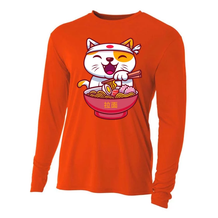 Kawaki Cat Ramen Anime Cartoon Cooling Performance Long Sleeve Crew