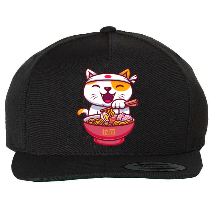 Kawaki Cat Ramen Anime Cartoon Wool Snapback Cap