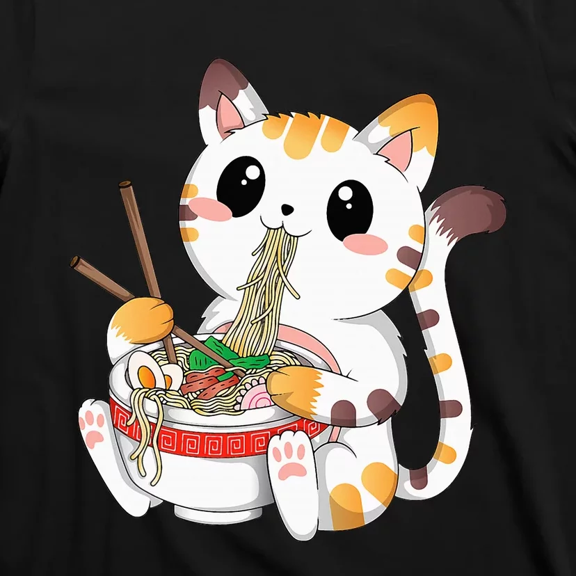 Kawaii Cat Ramen Noodles Anime Neko Japanese Manga Otaku T-Shirt