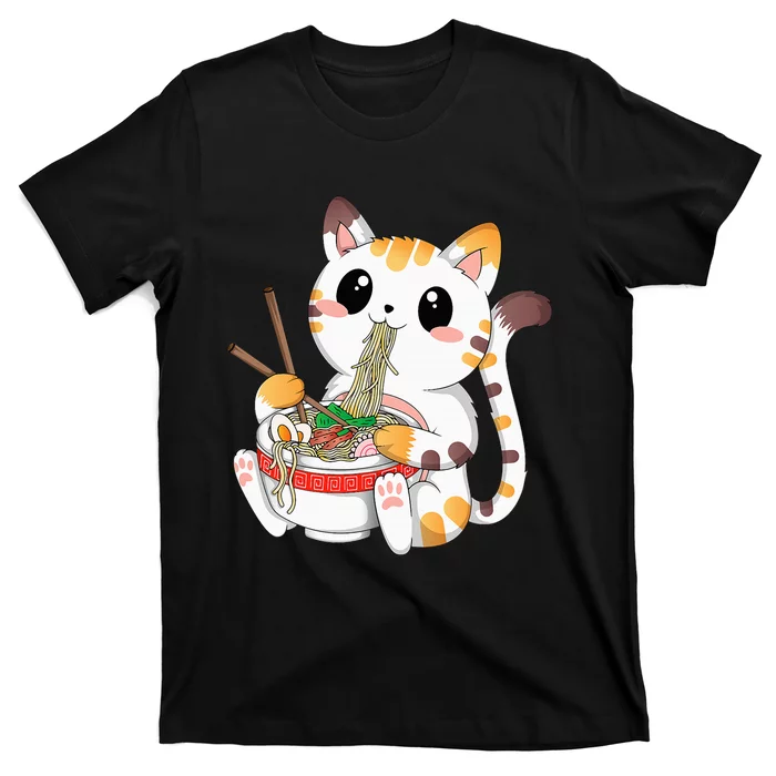 Kawaii Cat Ramen Noodles Anime Neko Japanese Manga Otaku T-Shirt