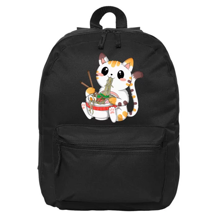 Kawaii Cat Ramen Noodles Anime Neko Japanese Manga Otaku 16 in Basic Backpack